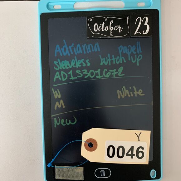 Adrianna Papell Printed Knit Blouse Women M White Sleeveless Button Up Tie Front - Picture 11 of 12